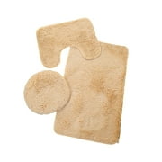 Dezsed bathroom rugs Clearance 3pc Bathroom Set Rug Mat Toilet Lid Cover Plain Solid Color Bathmats Khaki